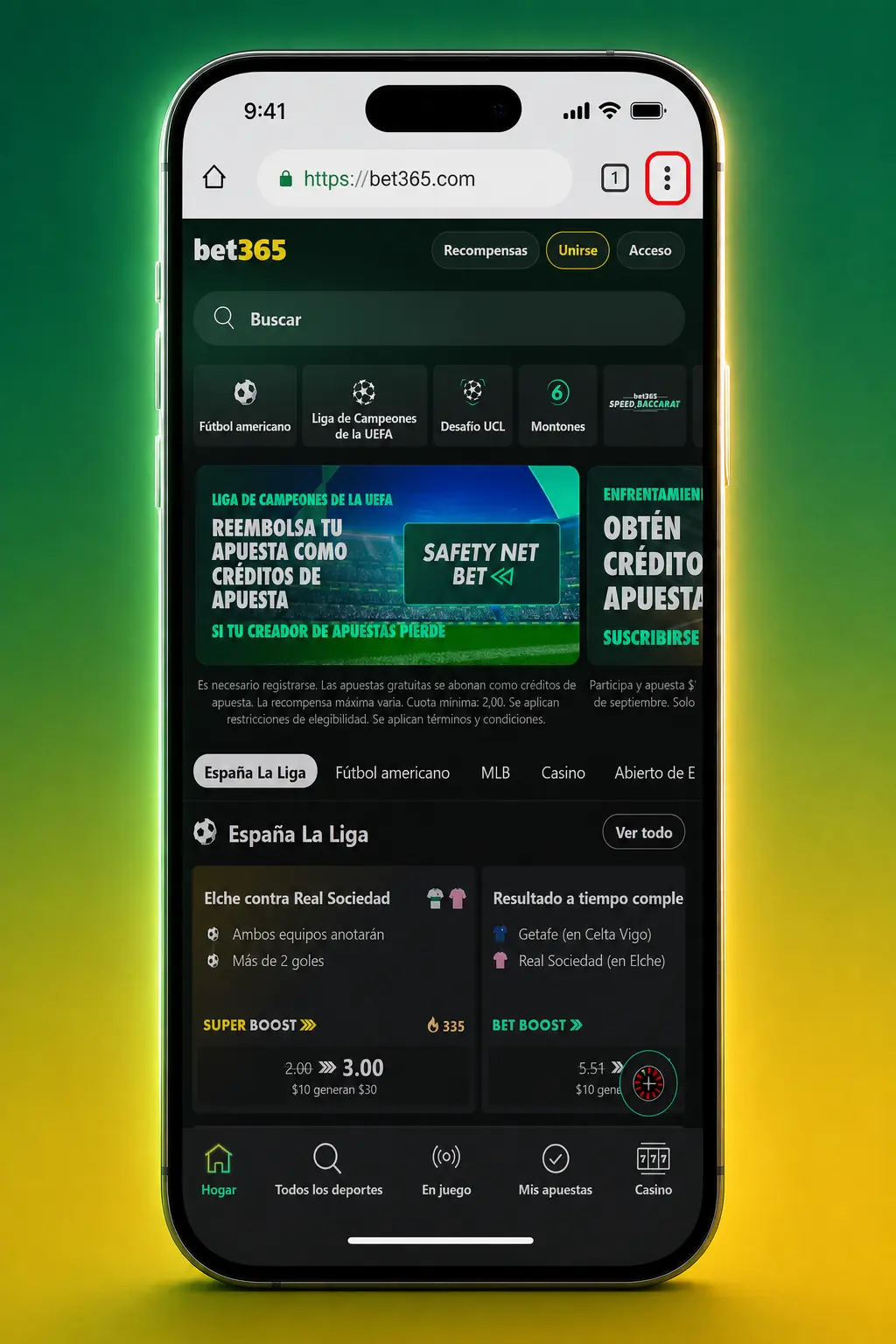 Pasos para descargar e instalar el APK de Bet365 en Android, desde el botón de descarga hasta la apertura de la app.